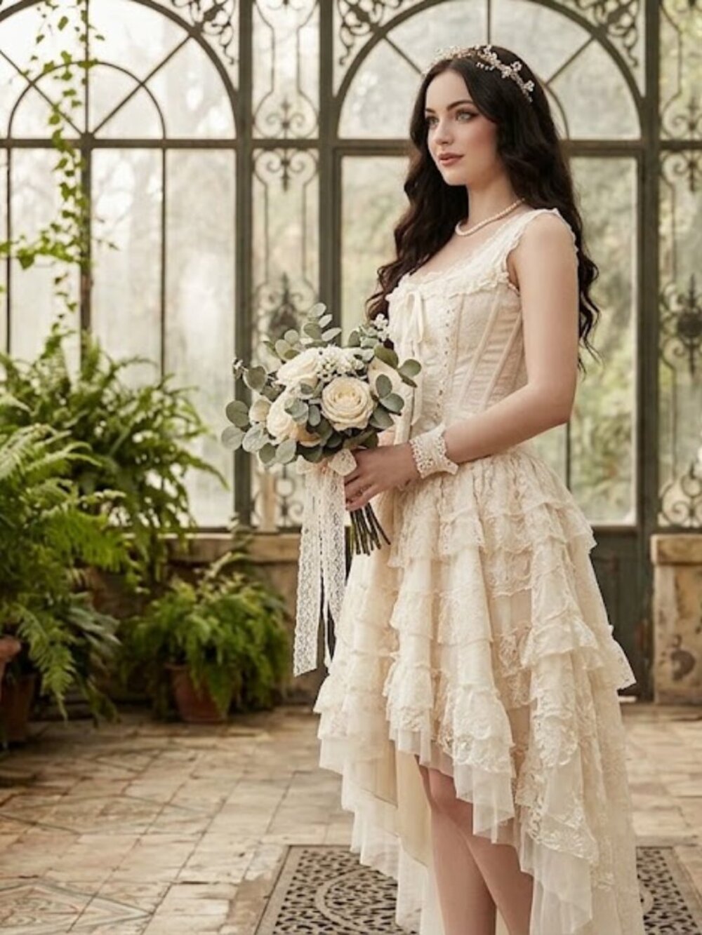 Burleska Ophelie Ivory Lace Corset Dress High Low Size 22 US S NWT Goth
